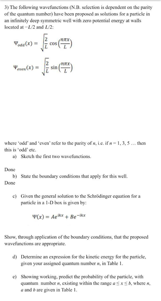 Solved 3) The following wavefunctions (N.B. selection is | Chegg.com