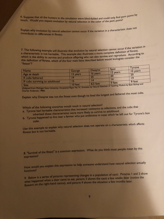 Solved Questions 1. Did evolution by natural selection occur
