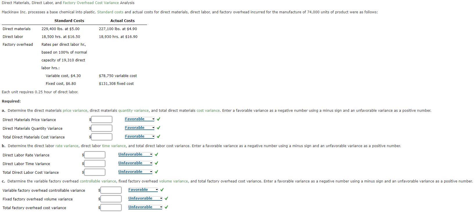 Solved Direct Materials, Direct Labor, and Factory Overhead