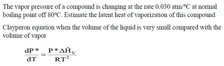 Solved The vapor pressure of a compound is changing at the | Chegg.com