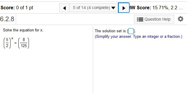Solved Score: 0 of 1 pt 5 of 14 (4 complete) W Score: | Chegg.com