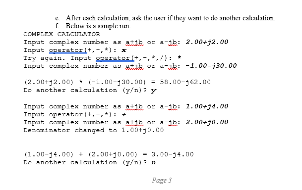 3. Problem: Complex Calculator (modified) a. Name | Chegg.com