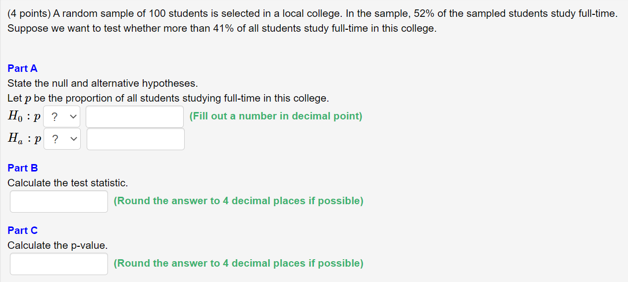 Solved (4 points) A random sample of 100 students is | Chegg.com