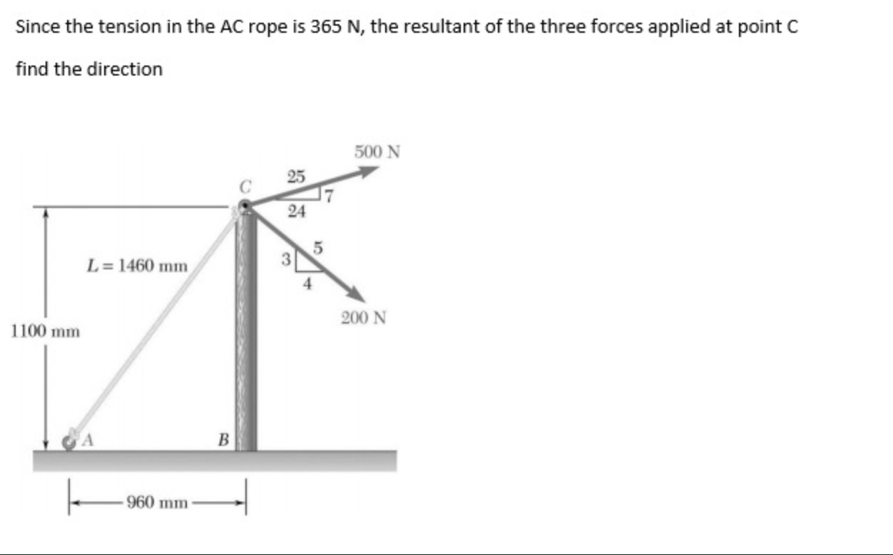 Solved Since The Tension In The Ac Rope Is 365 N The Res Chegg Com