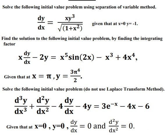 Solved Solve the following initial value problem using | Chegg.com