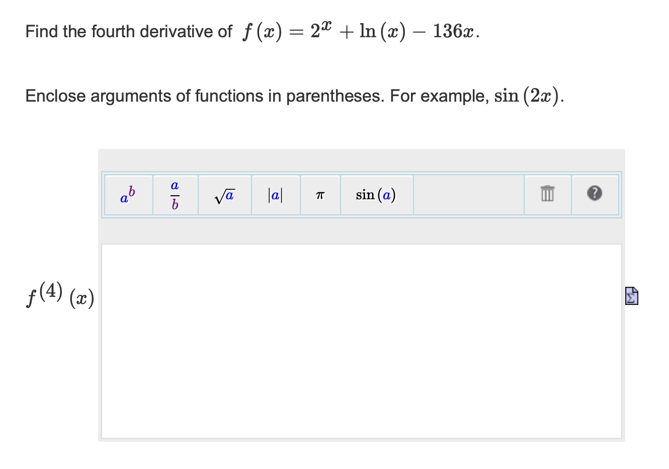 solved-find-the-fourth-derivative-of-f-x-2x-ln-x-136x-chegg
