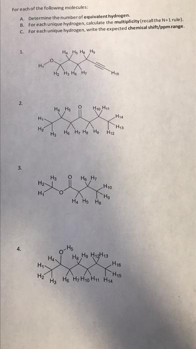 Solved For Each Of The Following Molecules: A. Determine The | Chegg.com