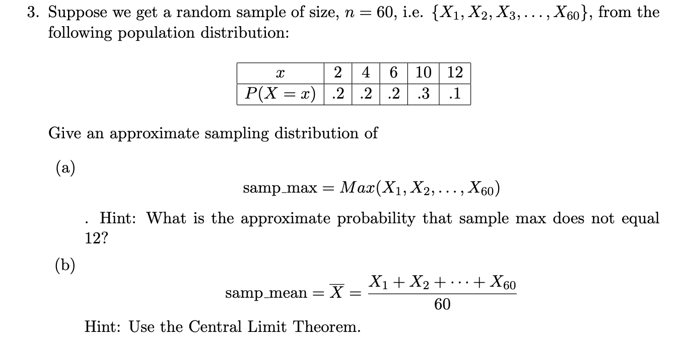 Solved Suppose we get a random sample of size, n=60, i.e. | Chegg.com