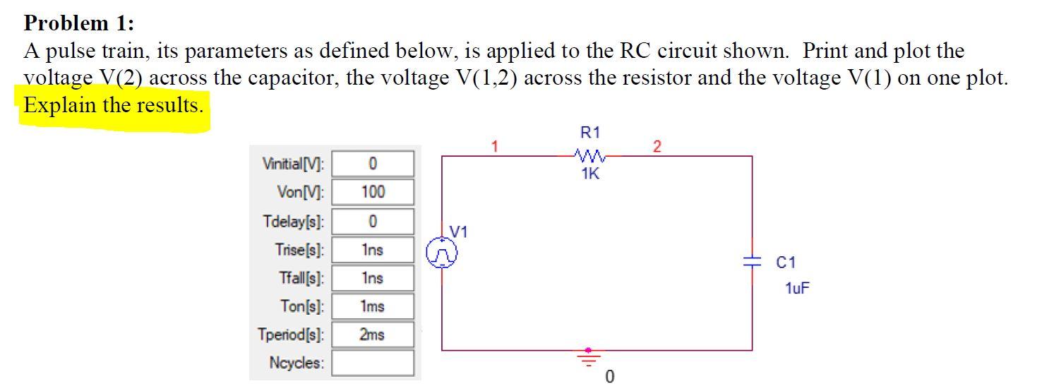 Solved Problem 1: A pulse train, its parameters as defined | Chegg.com