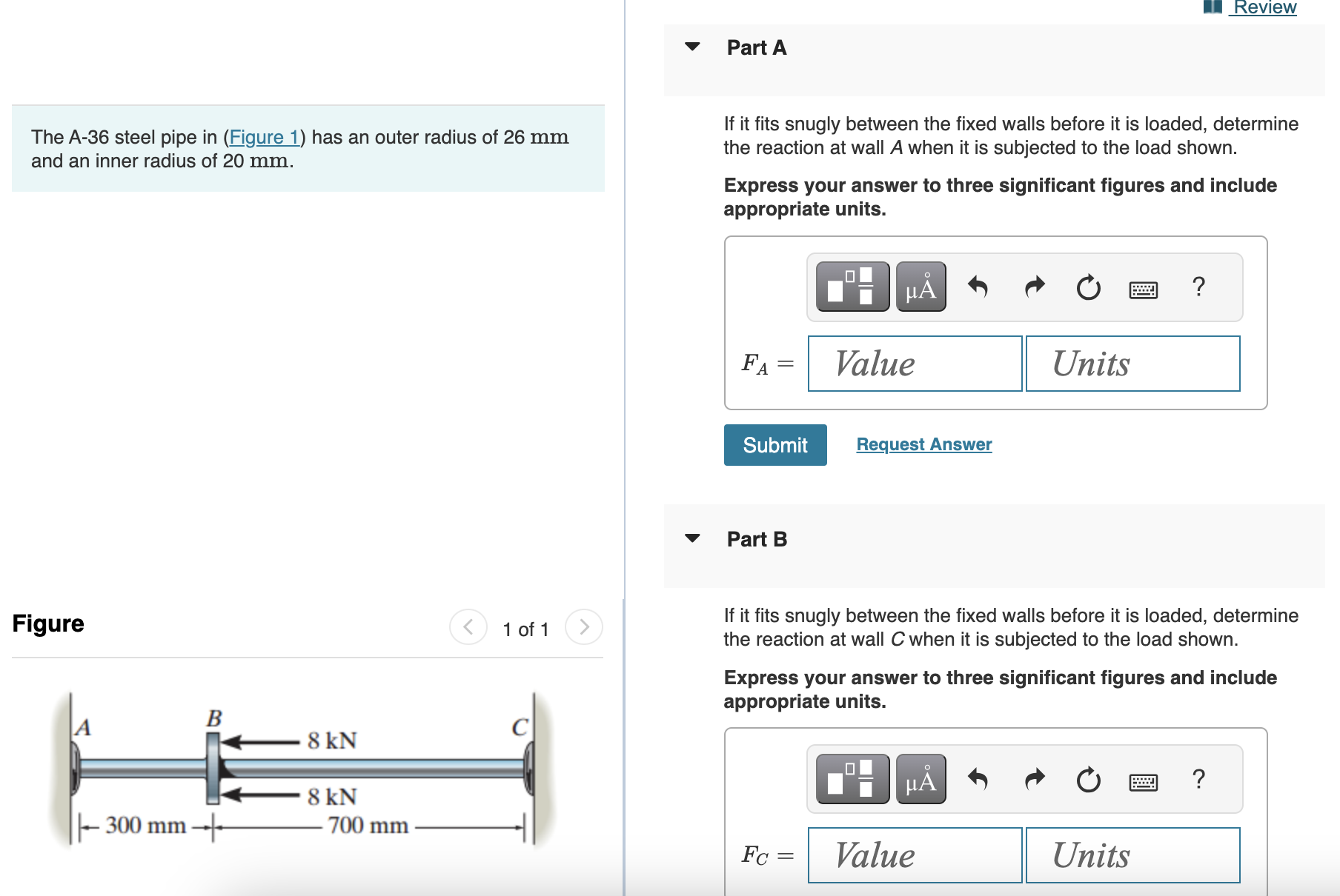 Solved The A-36 steel pipe in (Figure 1) has an outer radius | Chegg.com