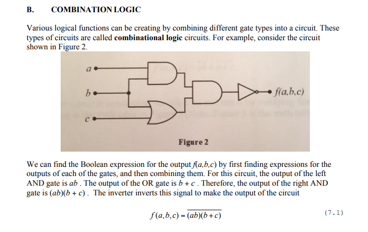 Solved B. COMBINATION LOGIC Various Logical Functions Can Be | Chegg.com