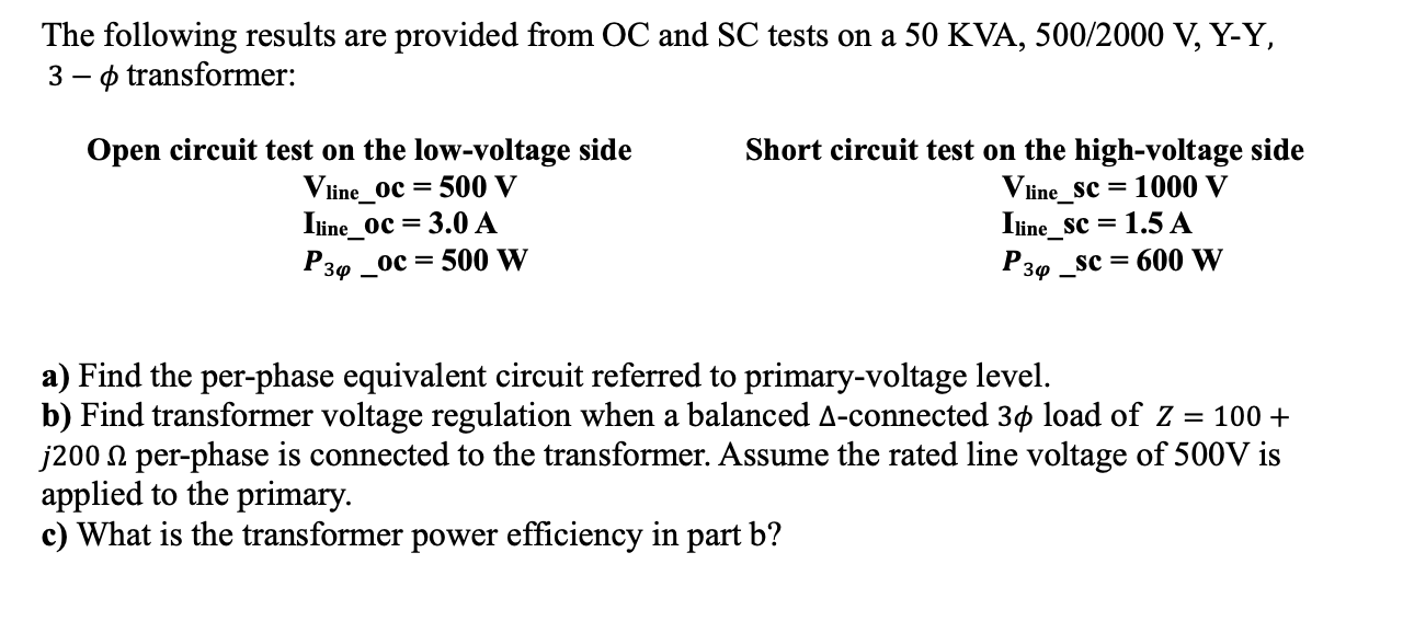 Solved The following results are provided from OC and SC | Chegg.com