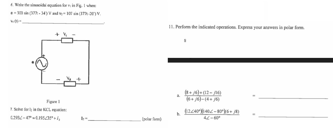 Solved 6. Write the sinusoidal equation for vi in Fig. 1 | Chegg.com