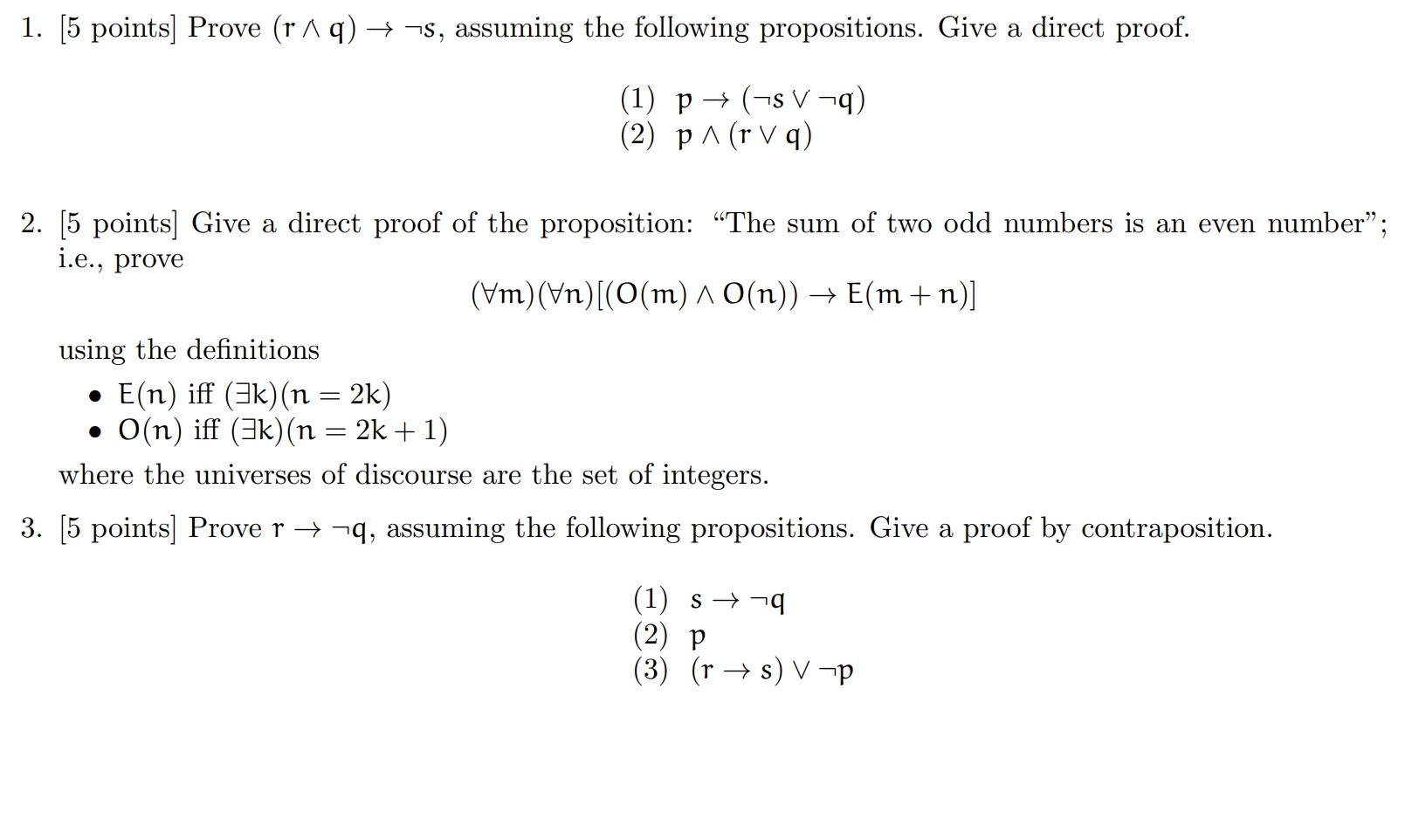 Solved 1 5 Points Prove R Aq S Assuming The Foll Chegg Com