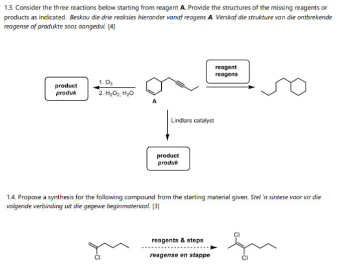 Solved 1.3. Consider the three reactions below starting from | Chegg.com