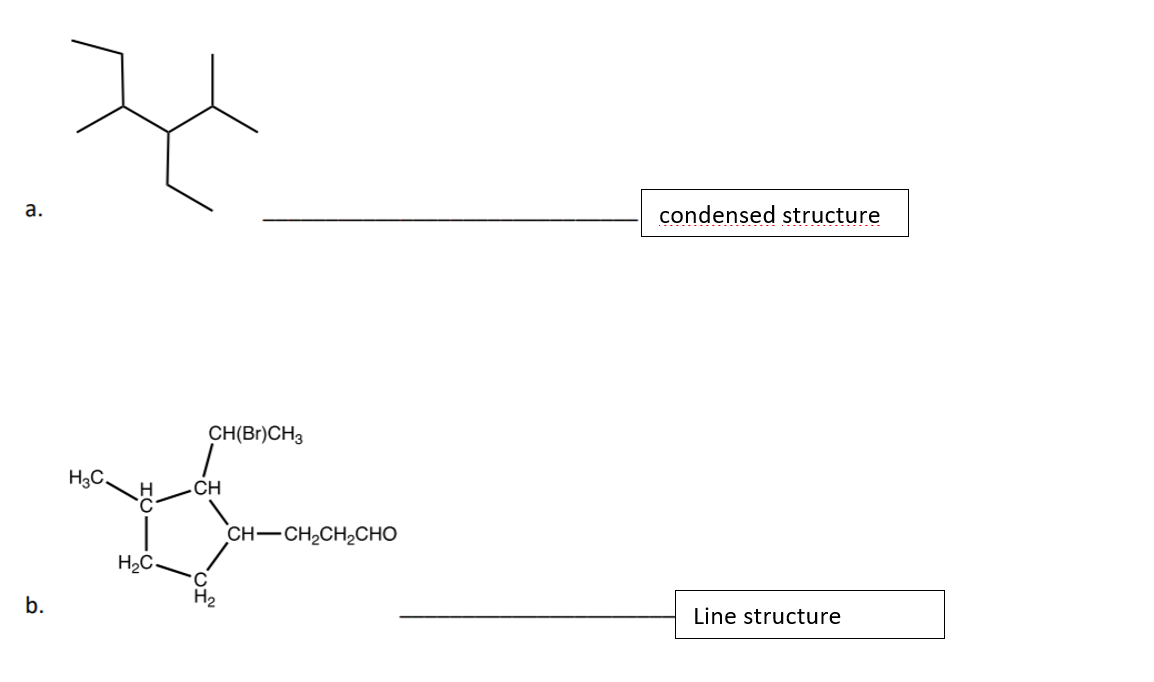 Solved a. condensed structure CH(Br)CH3 H3C , H CH | Chegg.com