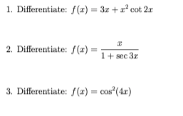 Solved Instructions: When computing derivatives, simplify | Chegg.com