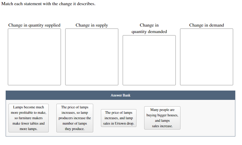 Solved Match each statement with the change it | Chegg.com