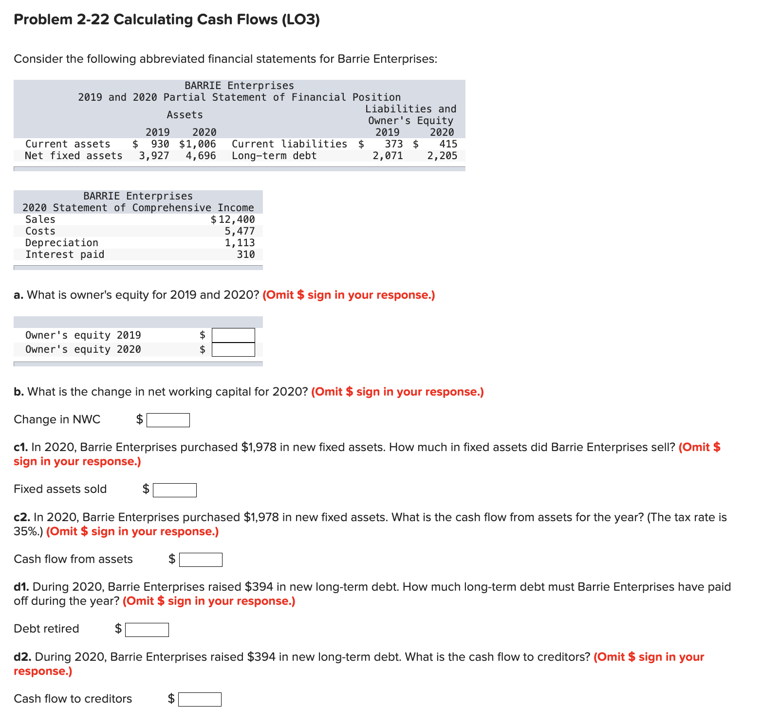 Solved Problem 2-22 ﻿Calculating Cash Flows (LO3)Consider | Chegg.com