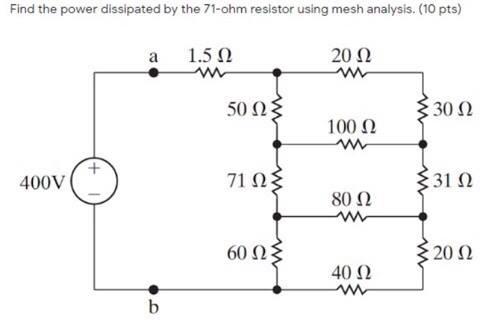 Solved Find the power dissipated by the 71-ohm resistor | Chegg.com