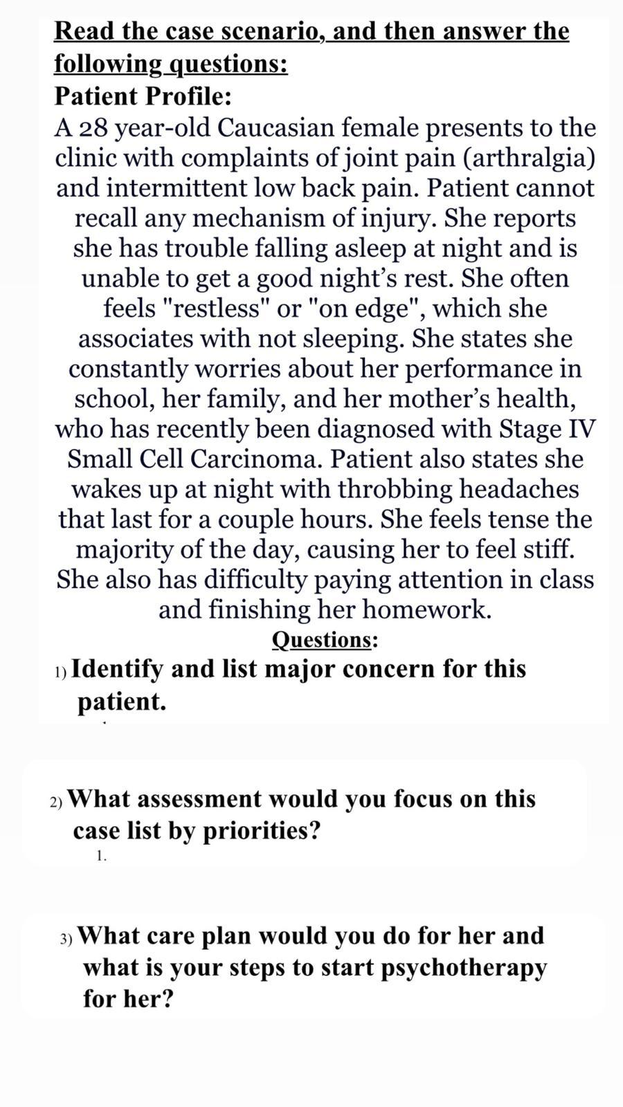 Solved Read the case scenario, and then answer the following