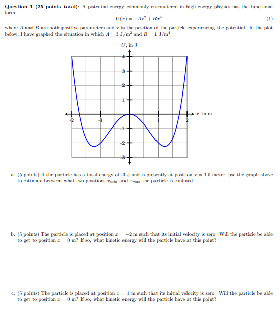 Solved Question 1 (25 points total): A potential energy | Chegg.com ...