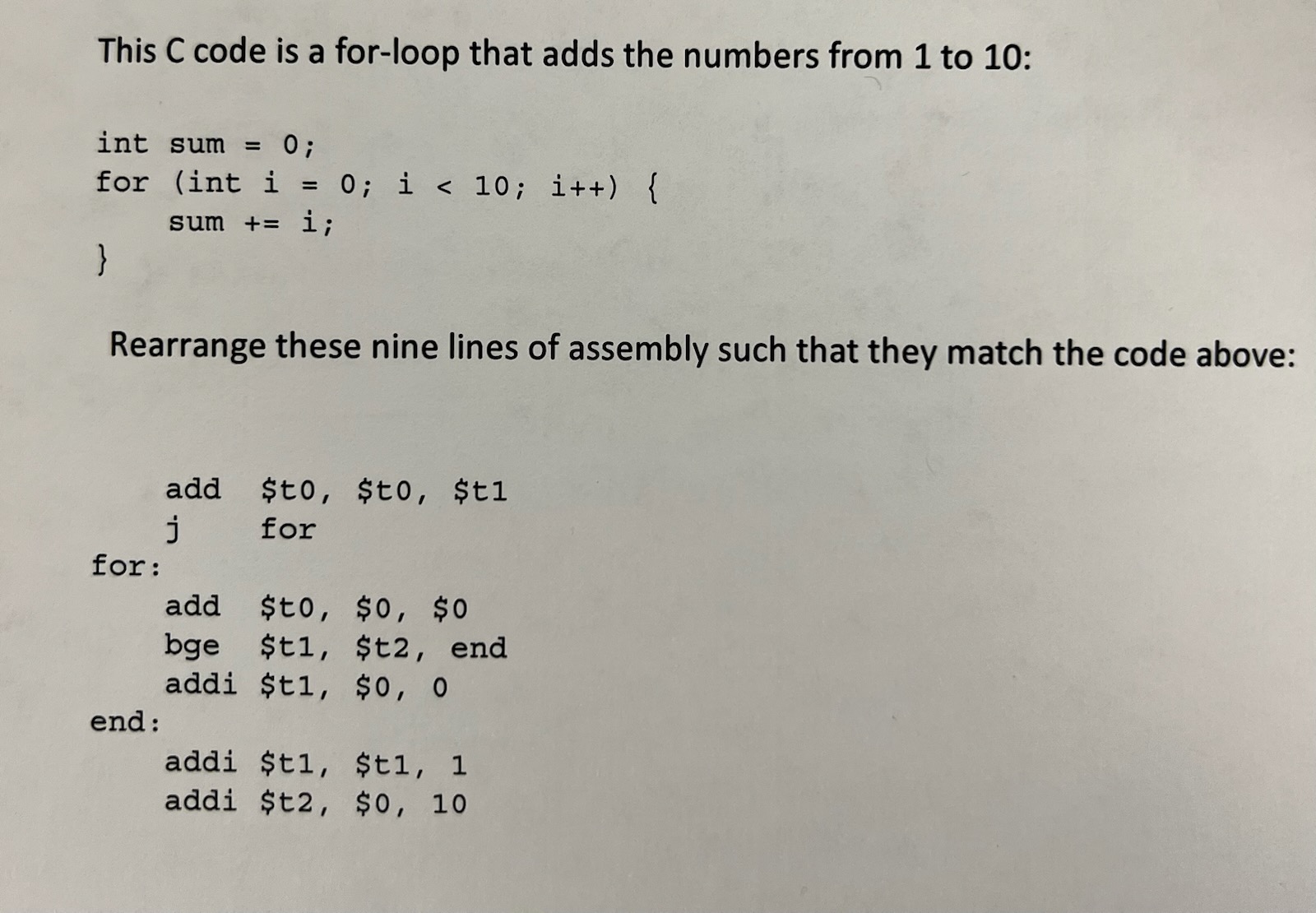 Solved This C ﻿code is a for-loop that adds the numbers from | Chegg.com
