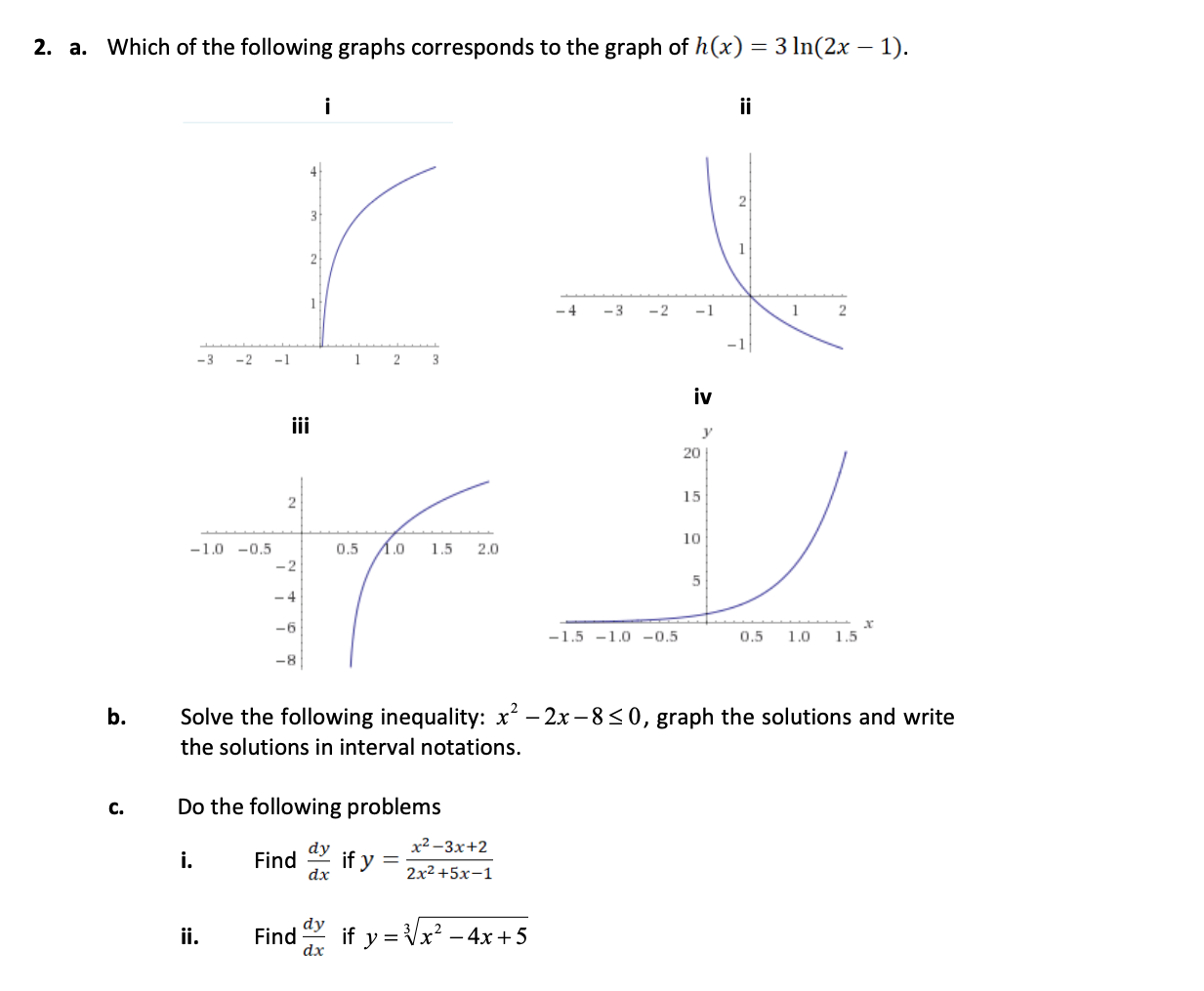 Solved 2. a. Which of the following graphs corresponds to | Chegg.com