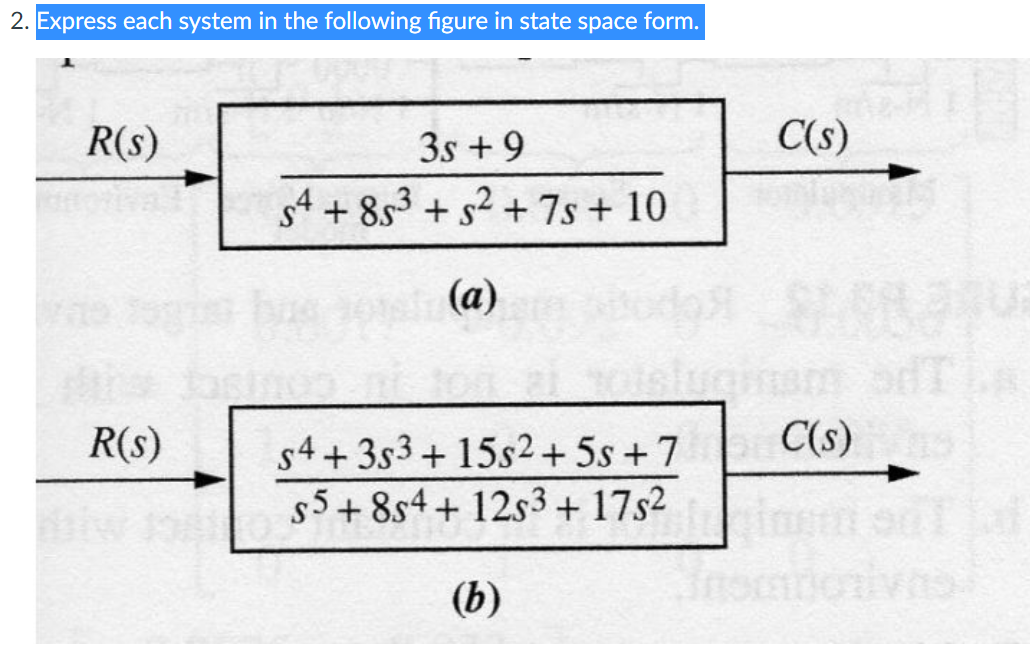 Solved 2. Express each system in the following figure in | Chegg.com