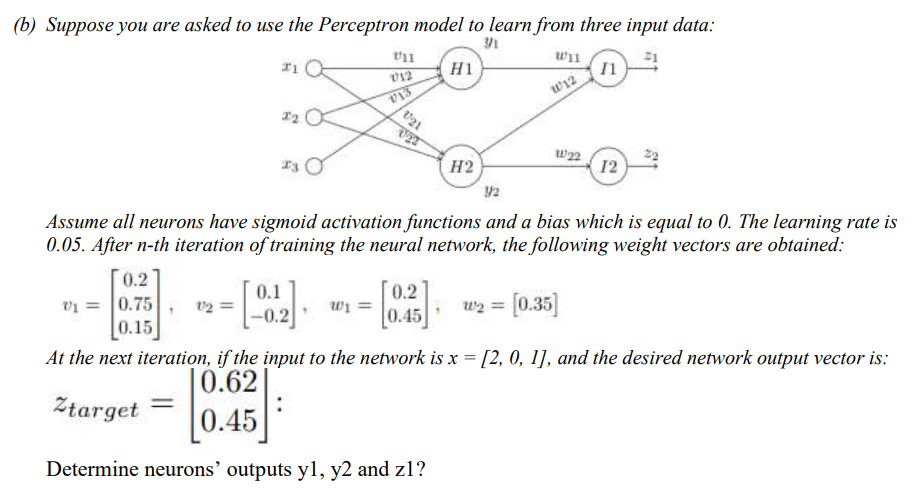 Solved b) Suppose you are asked to use the Perceptron model | Chegg.com