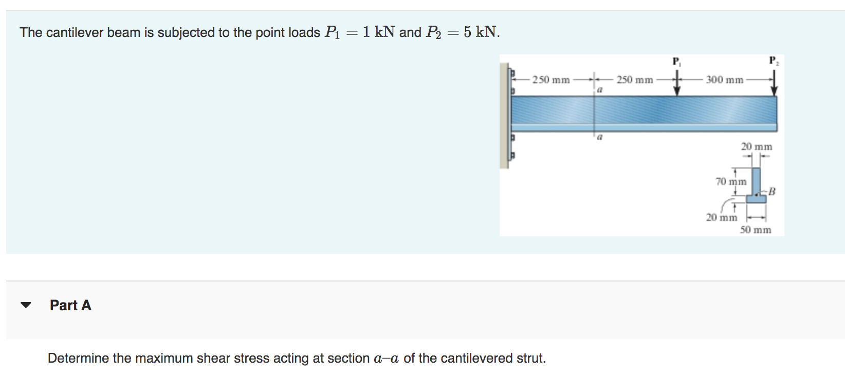 Solved The cantilever beam is subjected to the point loads | Chegg.com