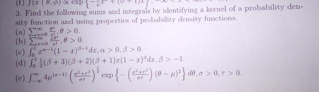 Solved 3. Find the following sums and integrals by | Chegg.com