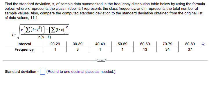 frequency distribution formula