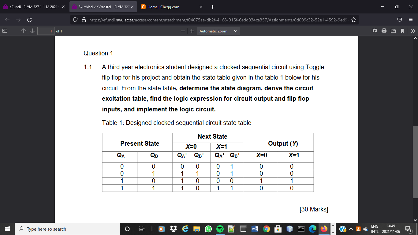 Solved A third year electronics student designed a clocked | Chegg.com