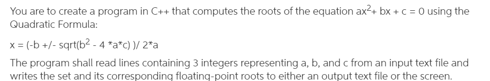 Solved You are to create a program in C++ that computes the | Chegg.com