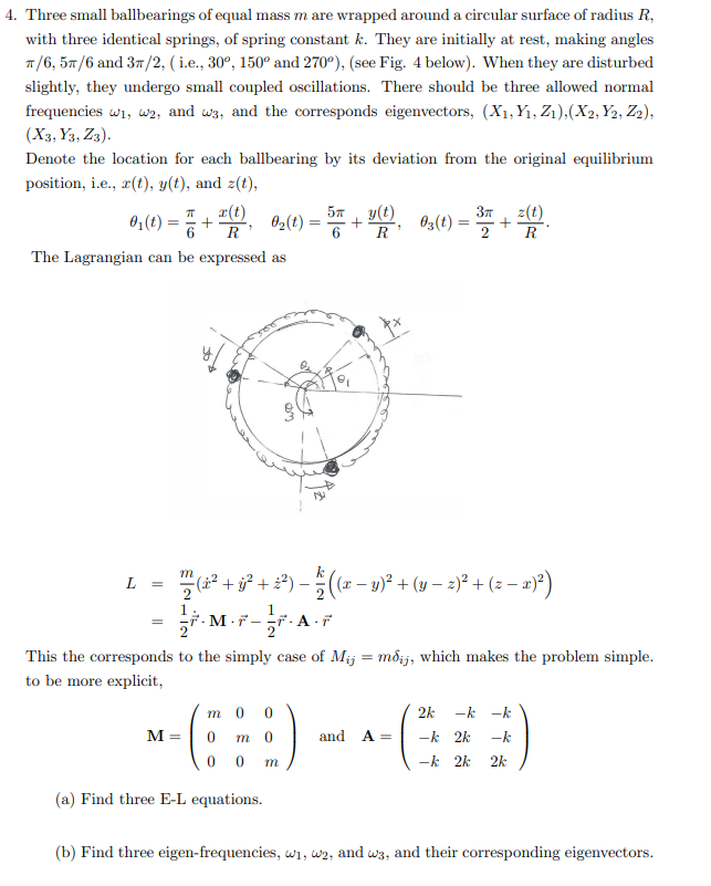 4 Three Small Ballbearings Of Equal Mass M Are Wr Chegg Com