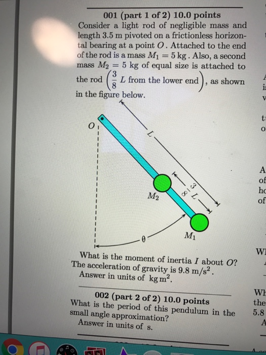 Solved Consider a light rod of negligible mass and length | Chegg.com