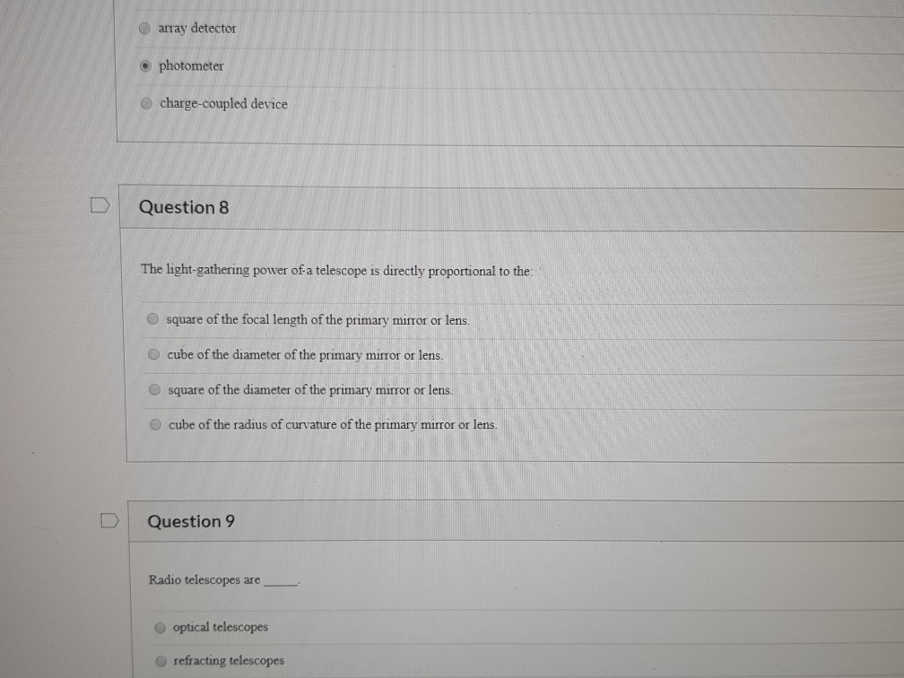 Solved array detector photometer charge-coupled device | Chegg.com
