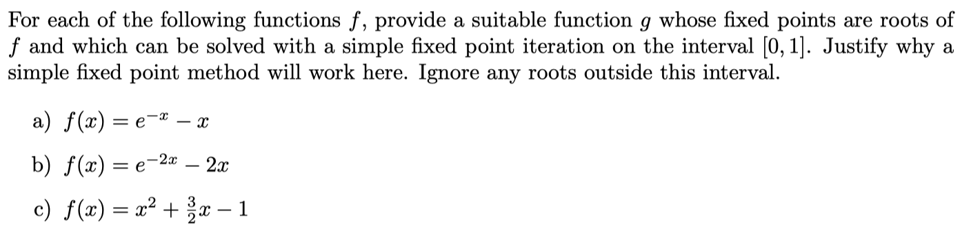 Solved For each of the following functions f, provide a | Chegg.com