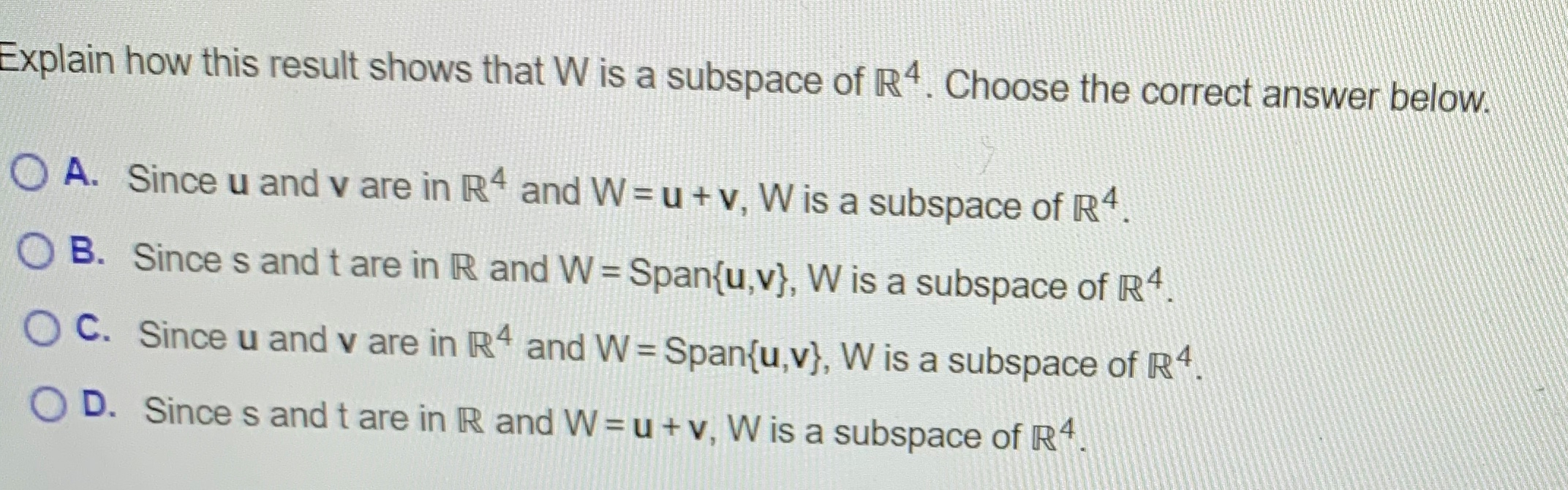 Solved Hi What Does This Imply About W Le O A W Span S Chegg Com