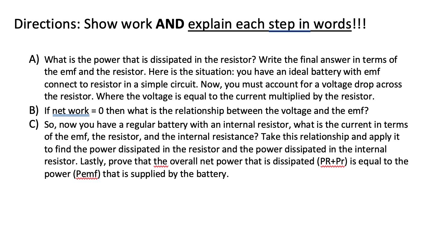 Solved Please explain in words and show all work necessary. | Chegg.com
