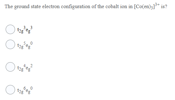 Solved The ground state electron configuration of the cobalt | Chegg.com