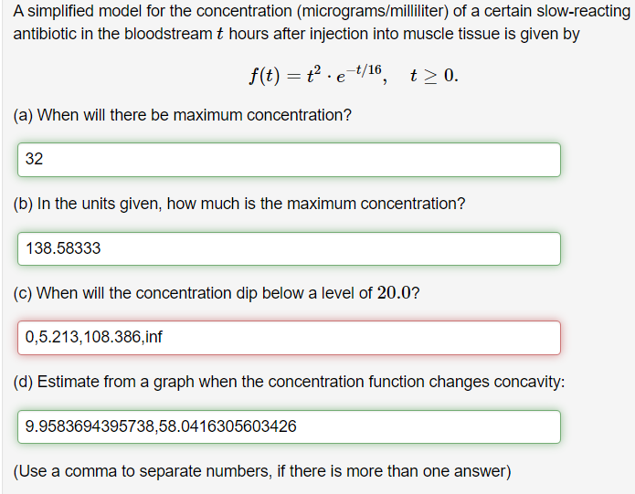 Solved A simplified model for the concentration | Chegg.com