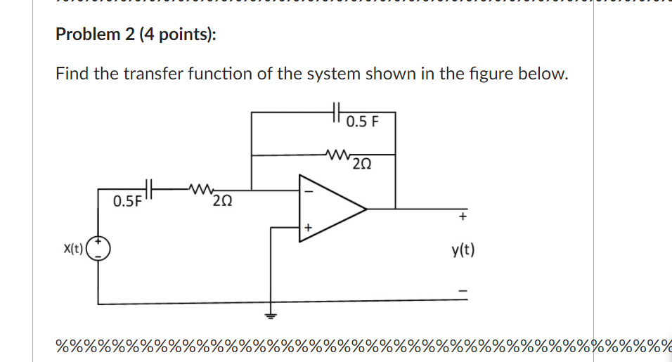 Solved Problem 2 (4 Points): Find The Transfer Function Of | Chegg.com