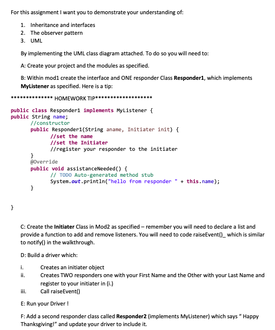 Solved For this assignment I want you to demonstrate your | Chegg.com