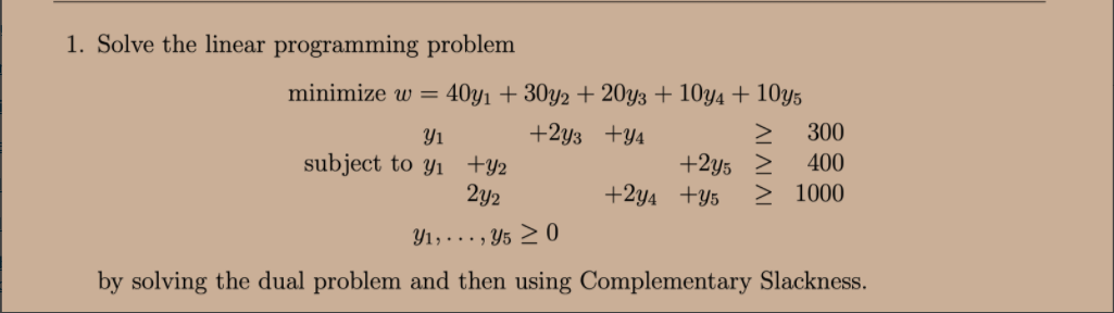 Solved 1. Solve the linear programming problem minimize w= | Chegg.com