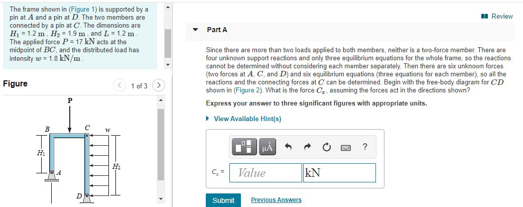 Solved Review Part A The frame shown in (Figure 1) is | Chegg.com