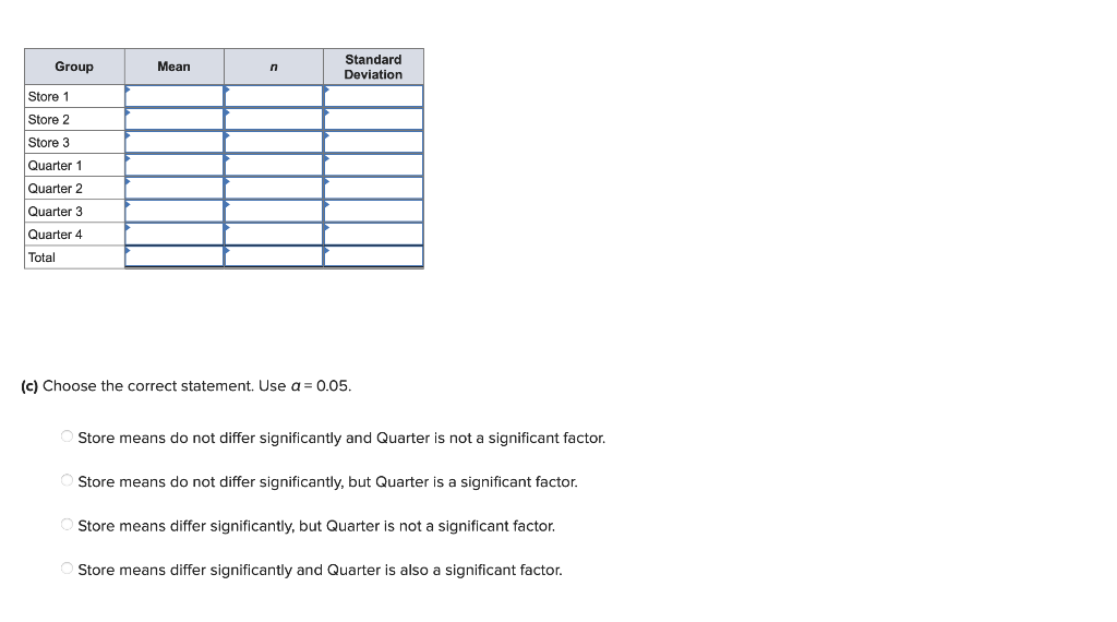 Solved A beer distributor is comparing quarterly sales of