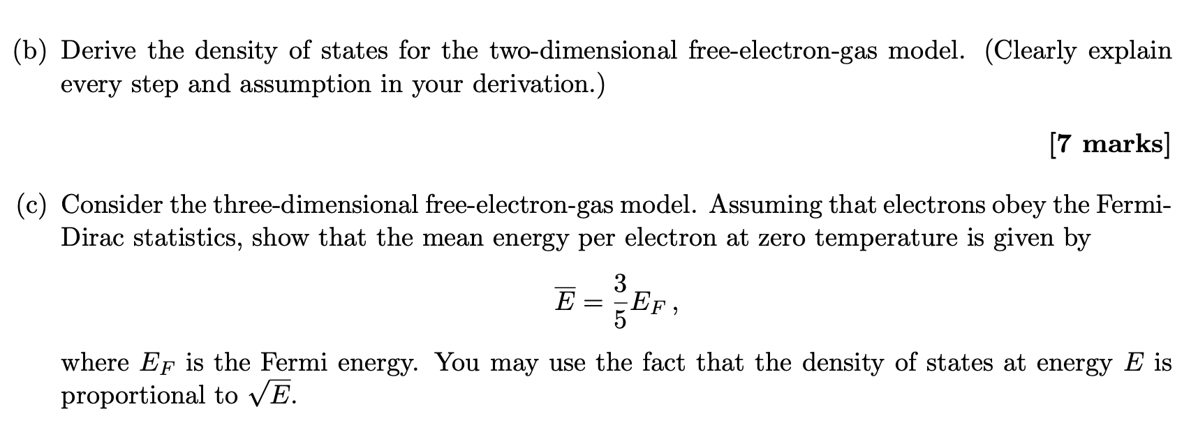 Solved (b) Derive the density of states for the | Chegg.com