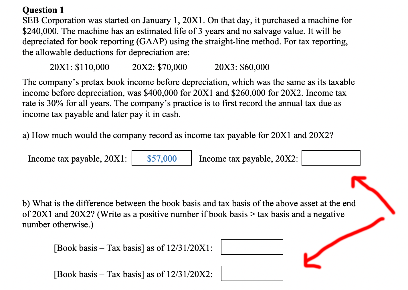 Solved Question 1 SEB Corporation was started on January 1, | Chegg.com